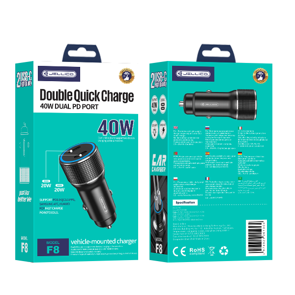 JELLICO F8 40W DUAL USB C ADAPTER CAR